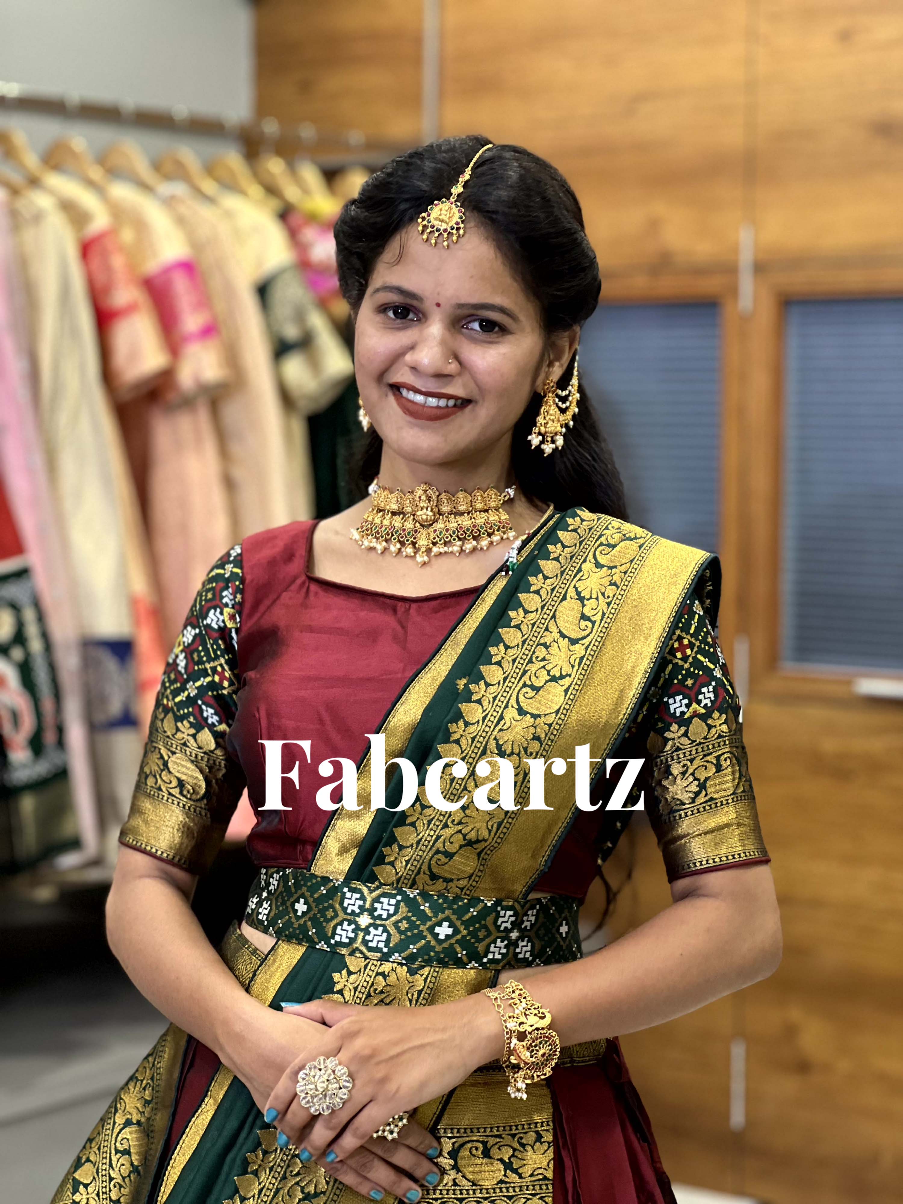 South Indian Festival Traditional Half Saree Patola - Image 2