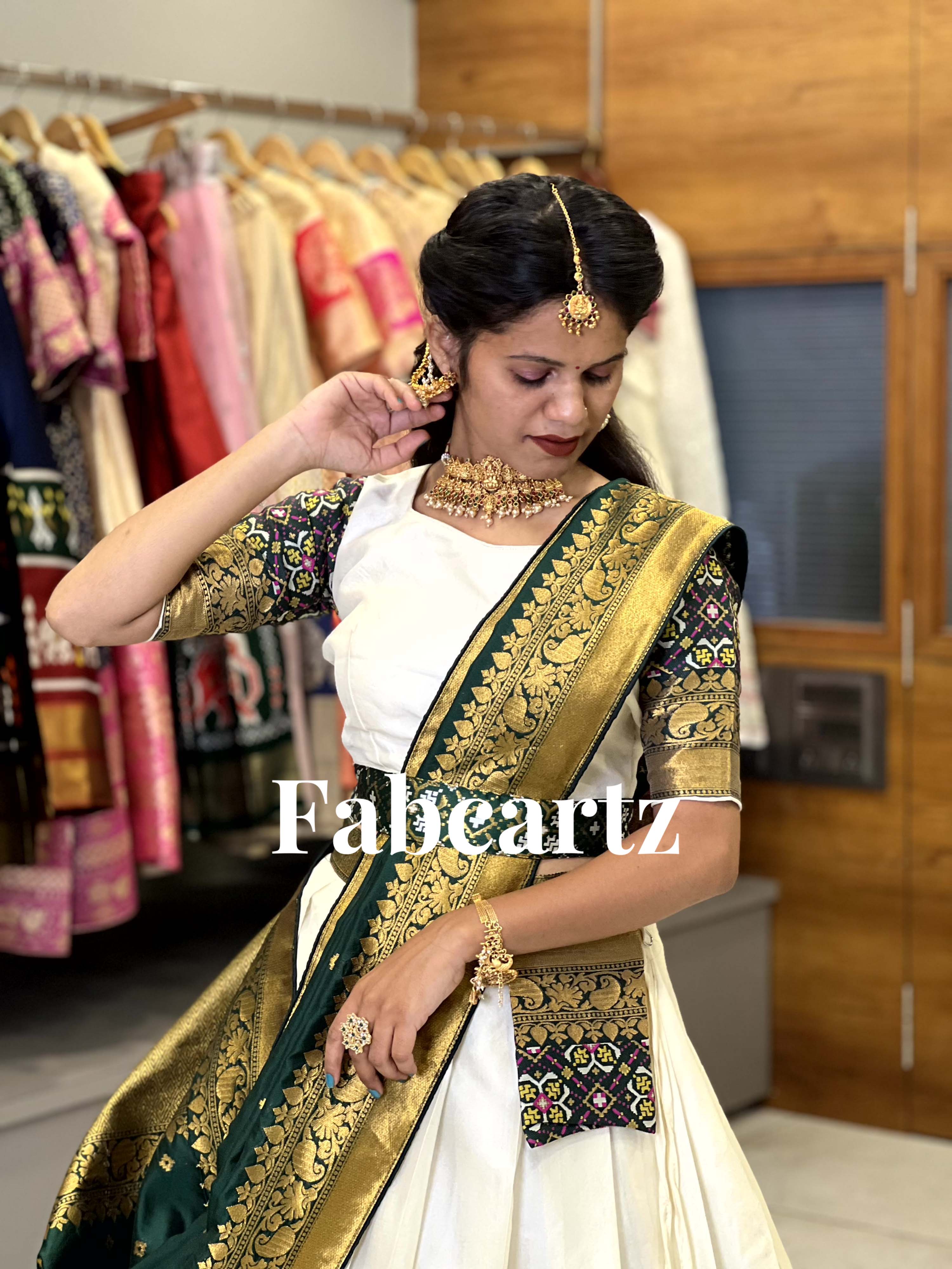 South Indian Festival Traditional Half Saree Patola - Image 26
