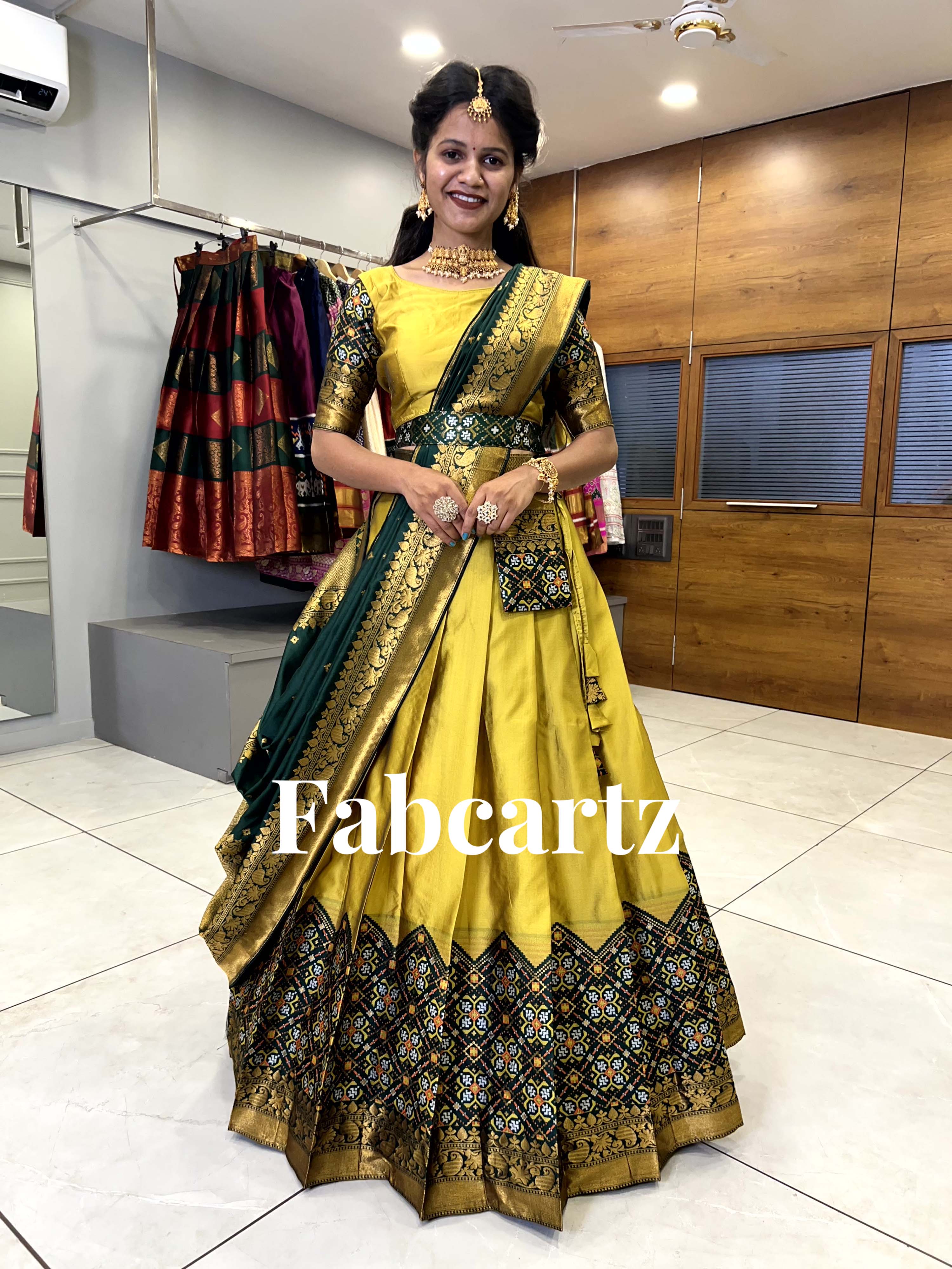 South Indian Festival Traditional Half Saree Patola - Image 33