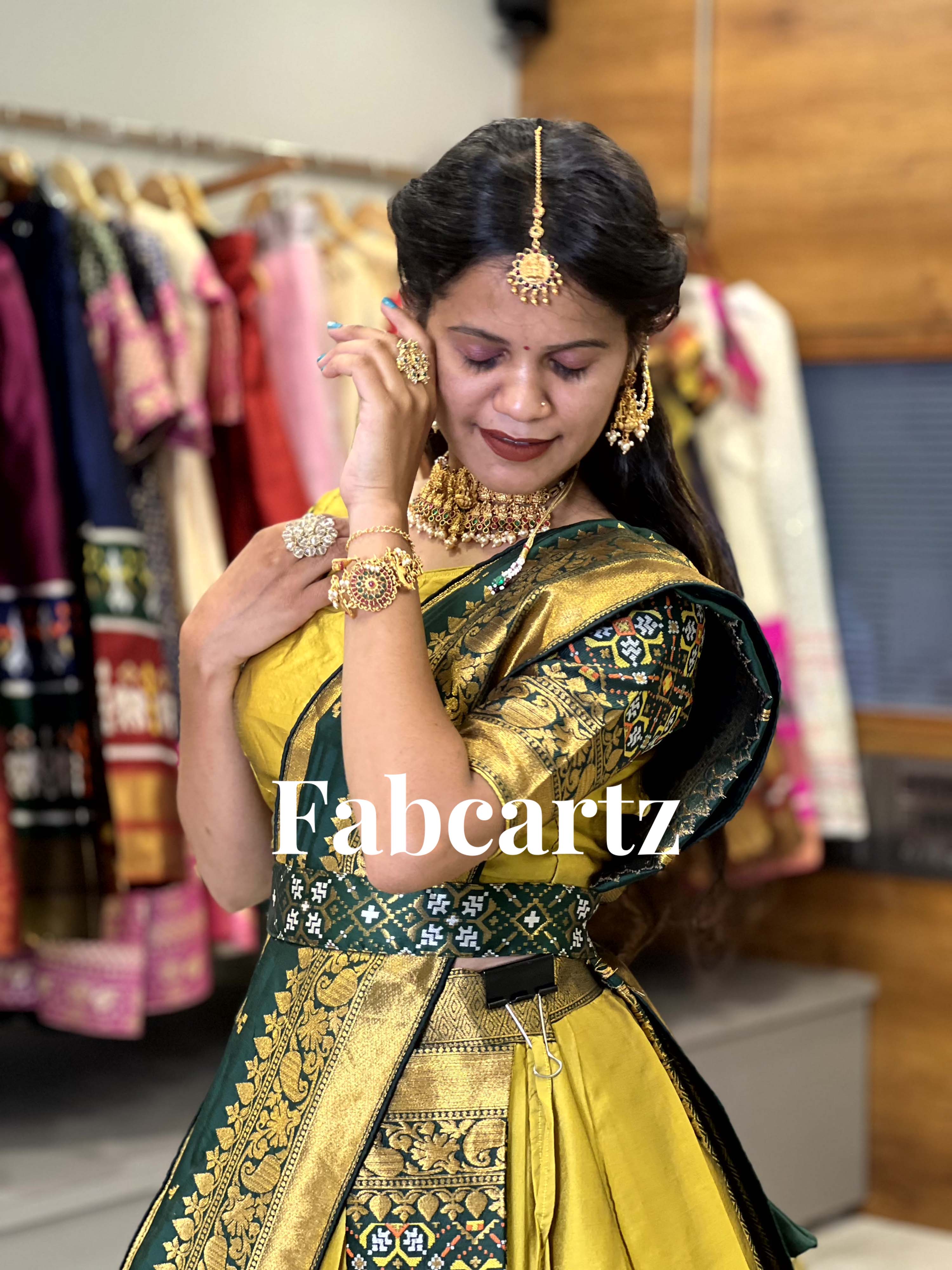 South Indian Festival Traditional Half Saree Patola - Image 35