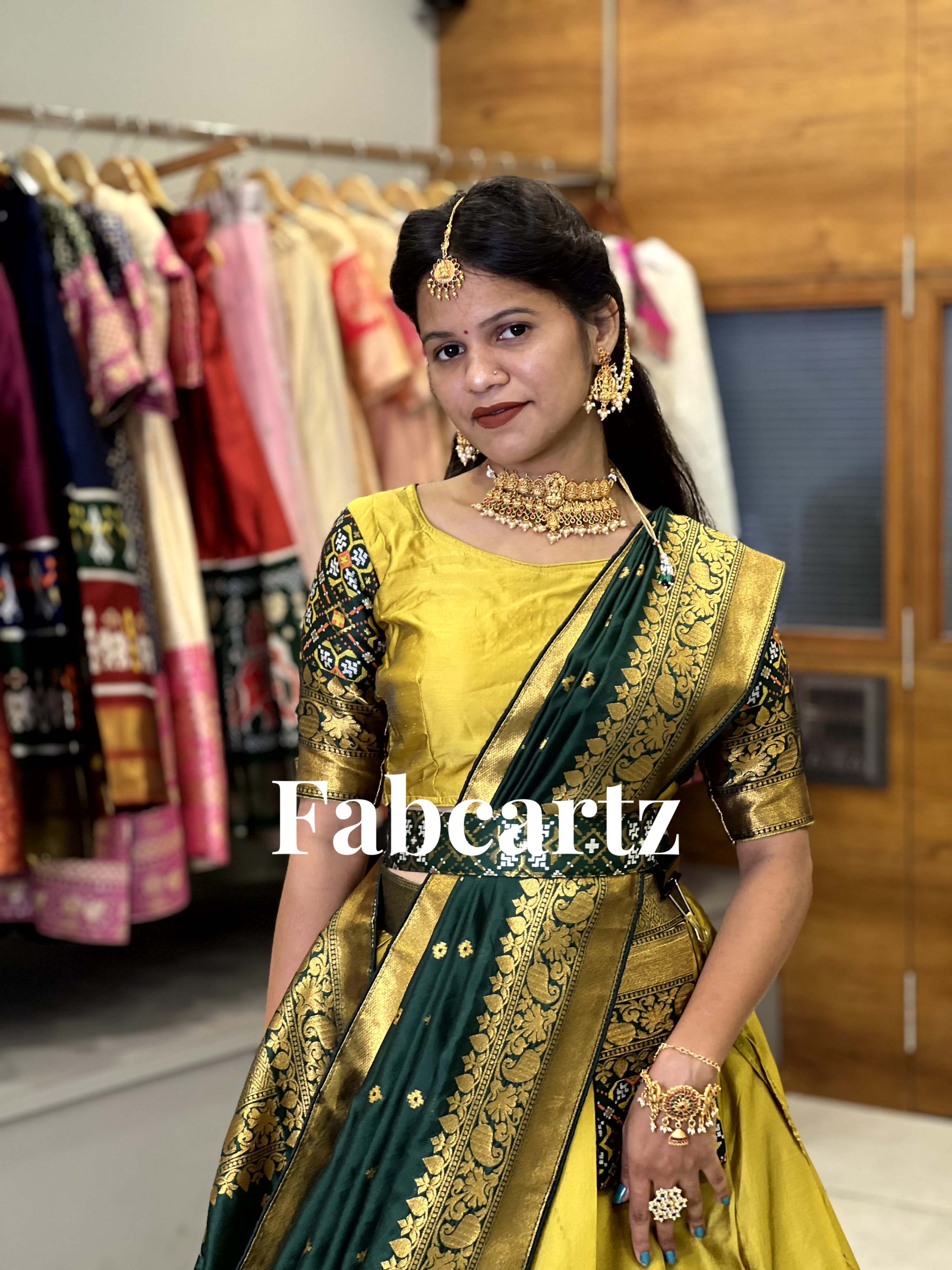 South Indian Festival Traditional Half Saree Patola - Image 36
