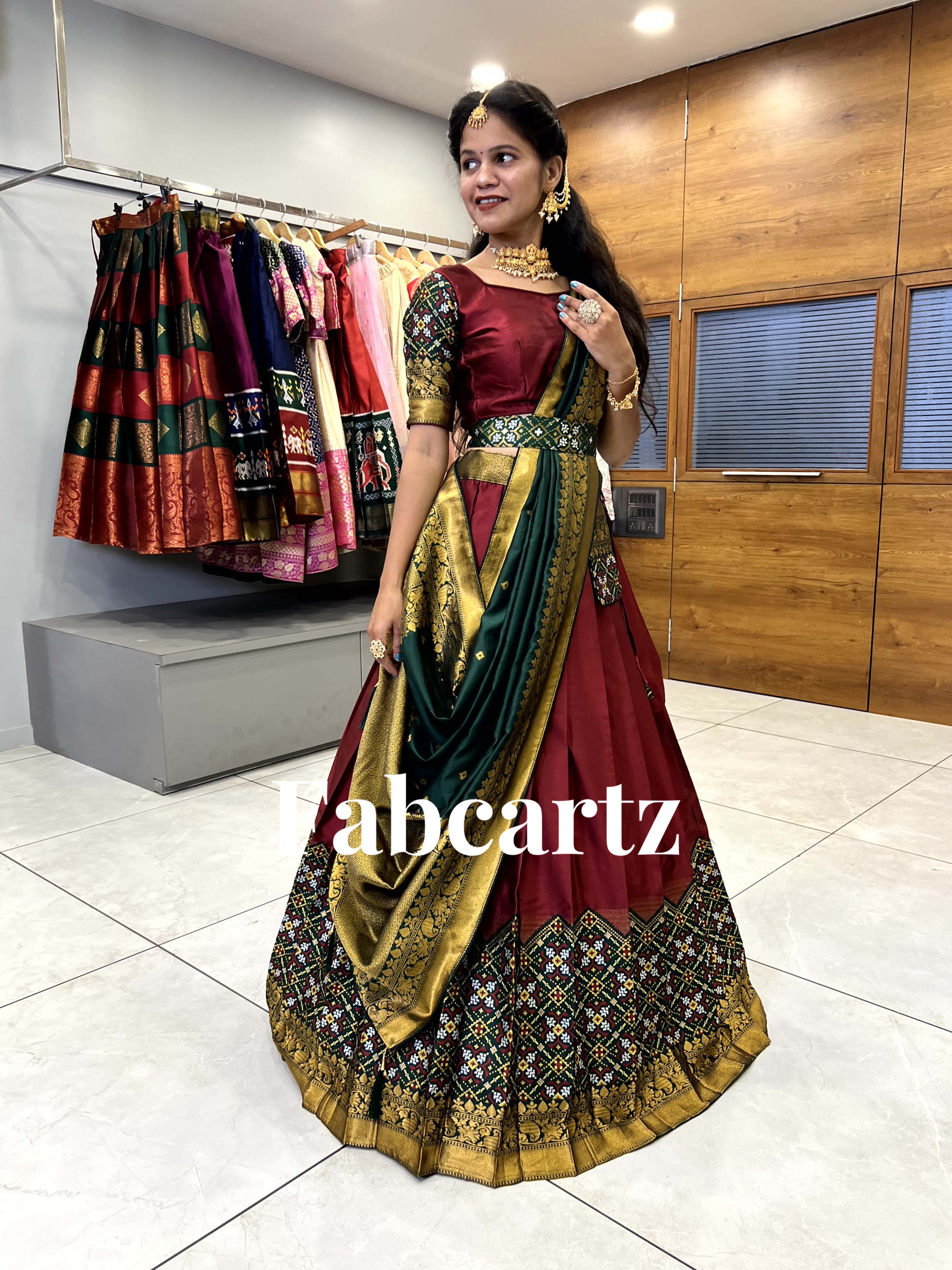 South Indian Festival Traditional Half Saree Patola - Image 7