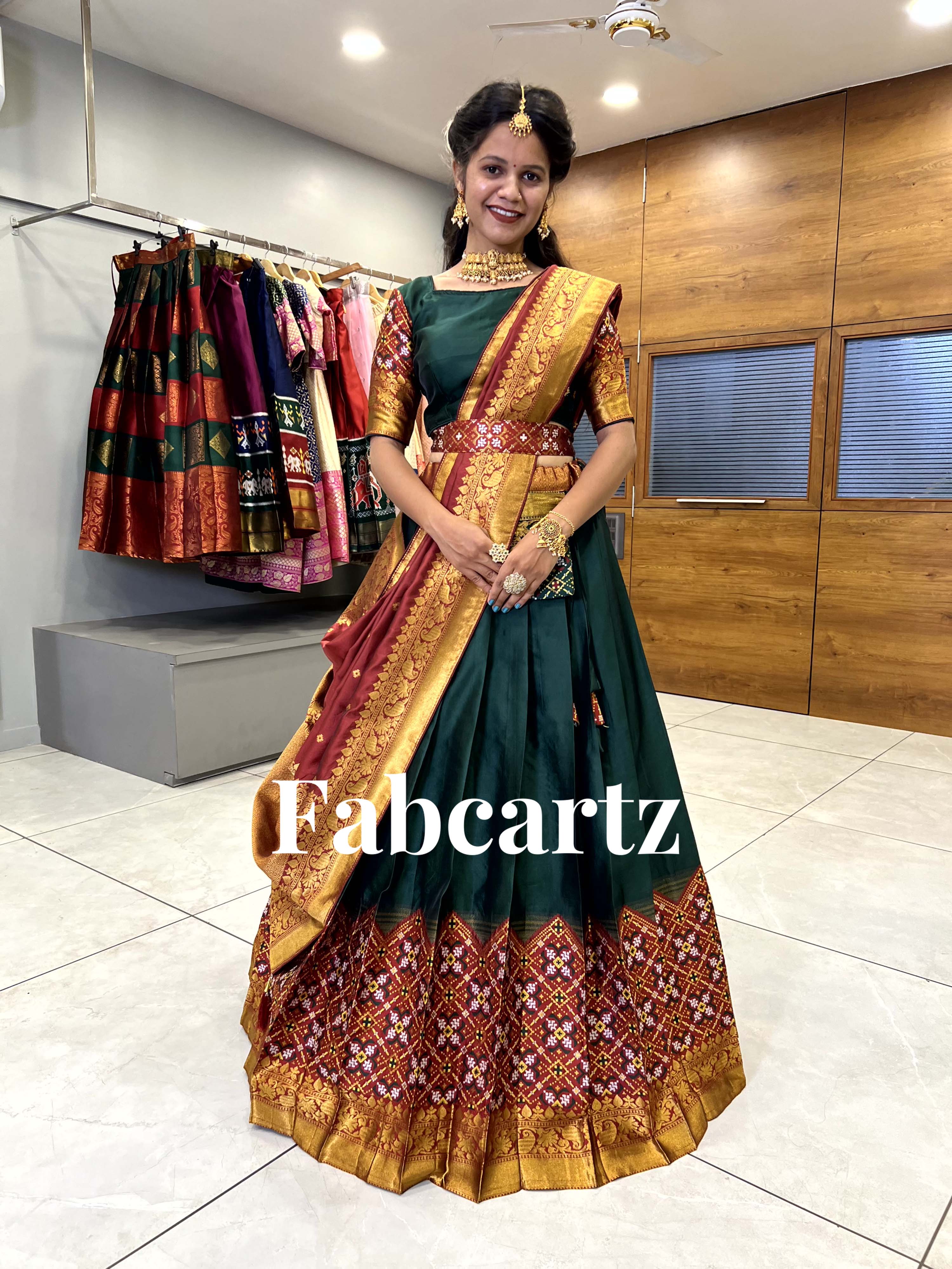 South Indian Festival Traditional Half Saree Patola - Image 9