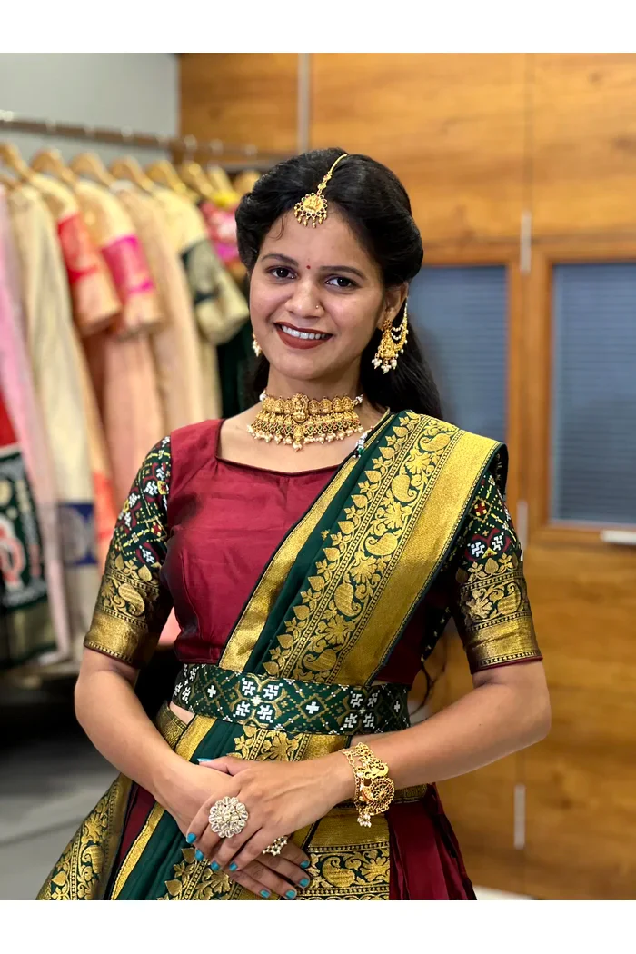 South Indian Festival Traditional Half Saree Patola - Image 10