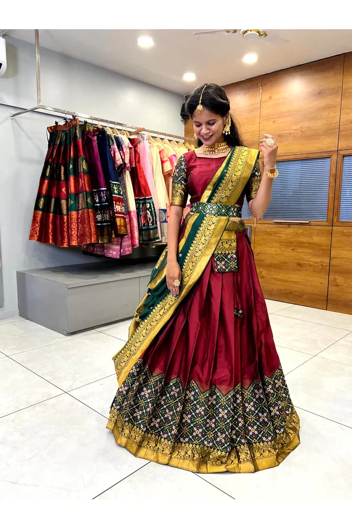 South Indian Festival Traditional Half Saree Patola - Image 13