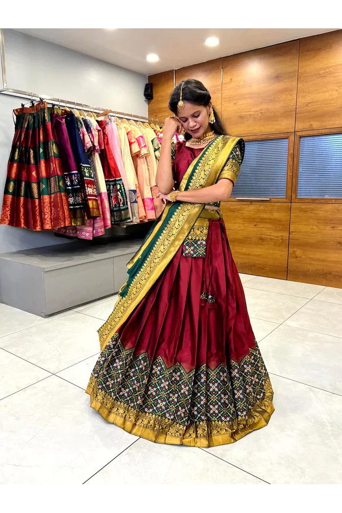 South Indian Festival Traditional Half Saree Patola - Image 14