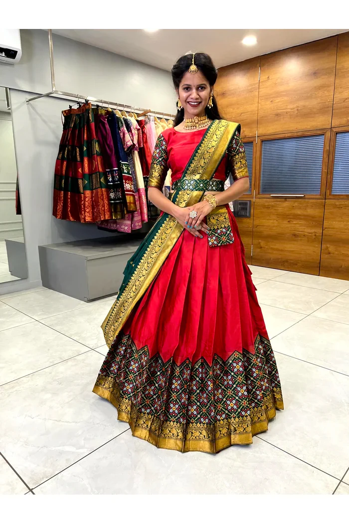 South Indian Festival Traditional Half Saree Patola - Image 16