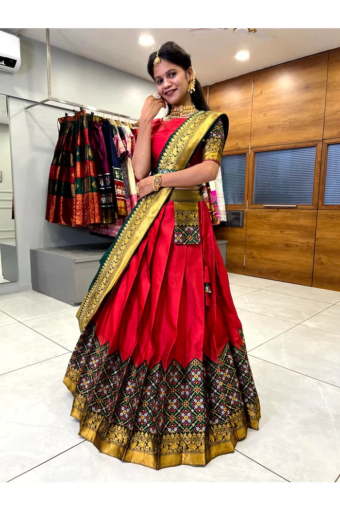 South Indian Festival Traditional Half Saree Patola - Image 23
