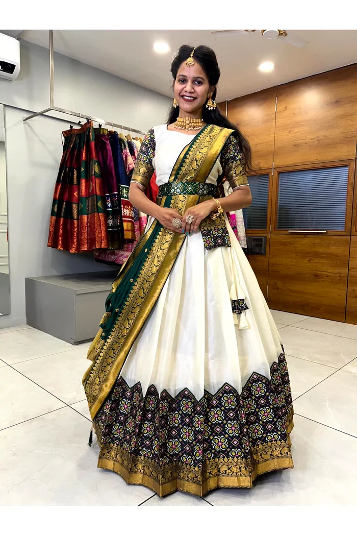 South Indian Festival Traditional Half Saree Patola - Image 24