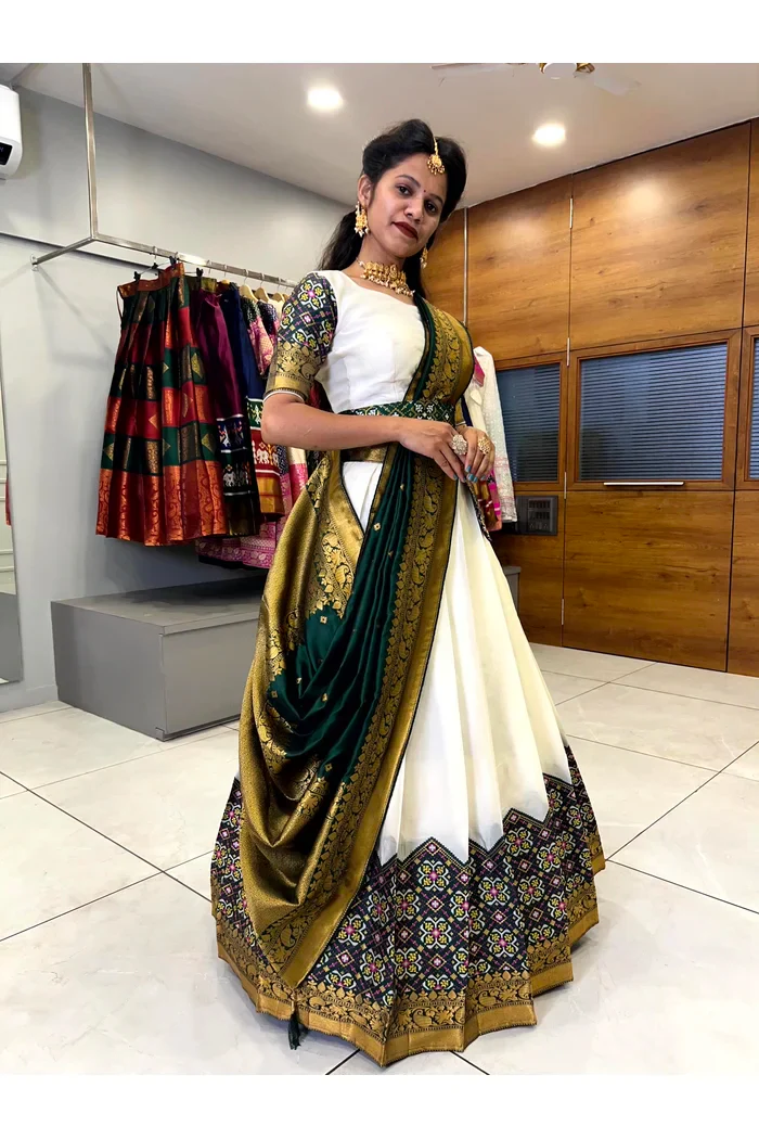 South Indian Festival Traditional Half Saree Patola - Image 31
