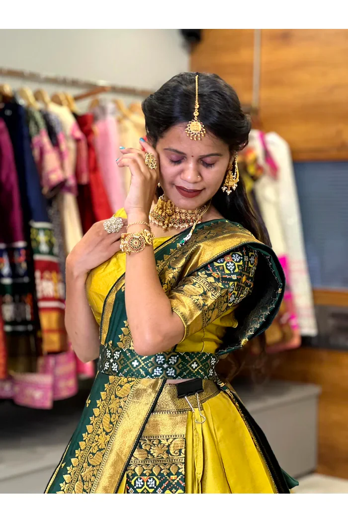 South Indian Festival Traditional Half Saree Patola - Image 34