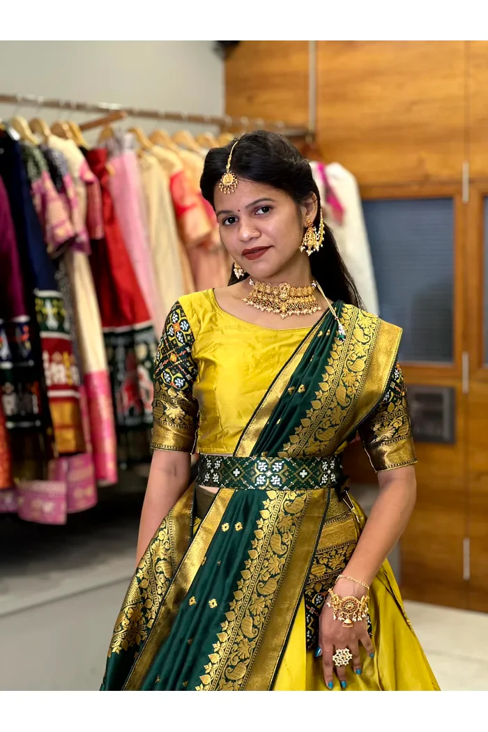 South Indian Festival Traditional Half Saree Patola - Image 35