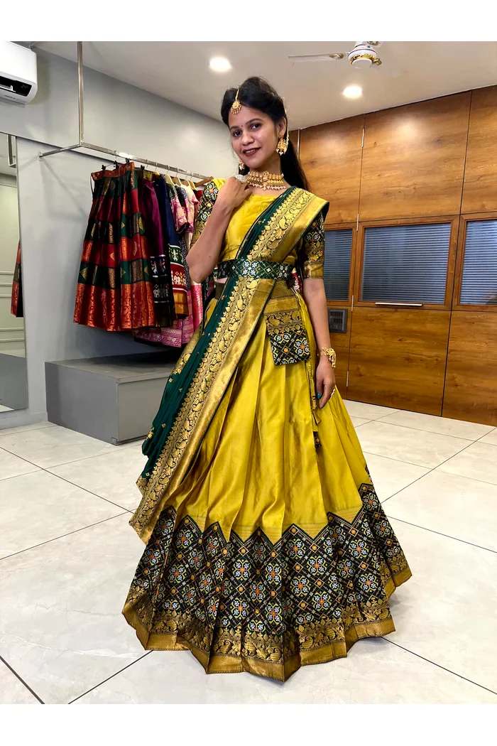 South Indian Festival Traditional Half Saree Patola - Image 38