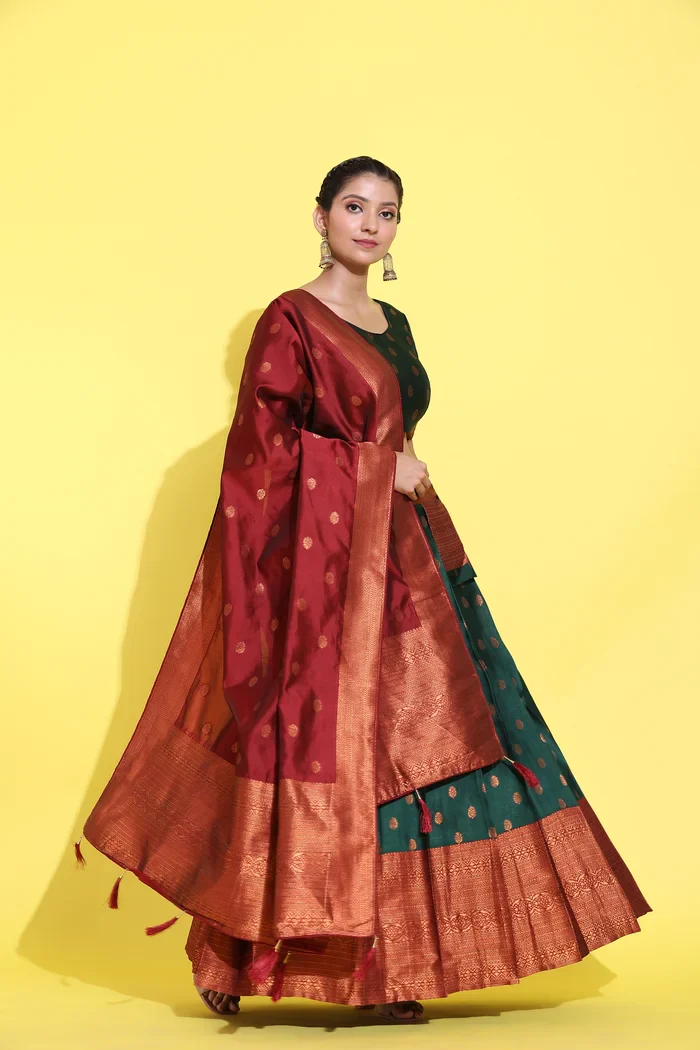 South Indian Festival Traditional Half Saree Kantara - Image 19