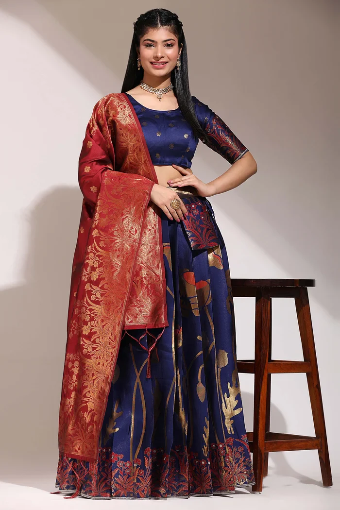 South Indian Festival Traditional Half Saree EcoPattu - Image 22