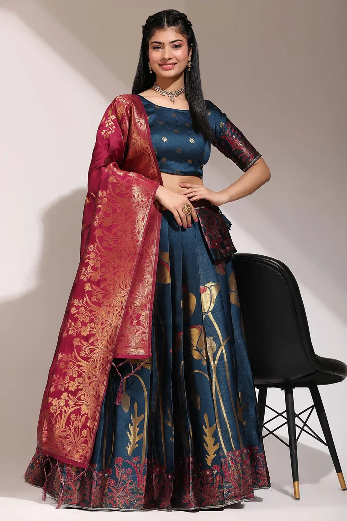 South Indian Festival Traditional Half Saree EcoPattu - Image 33