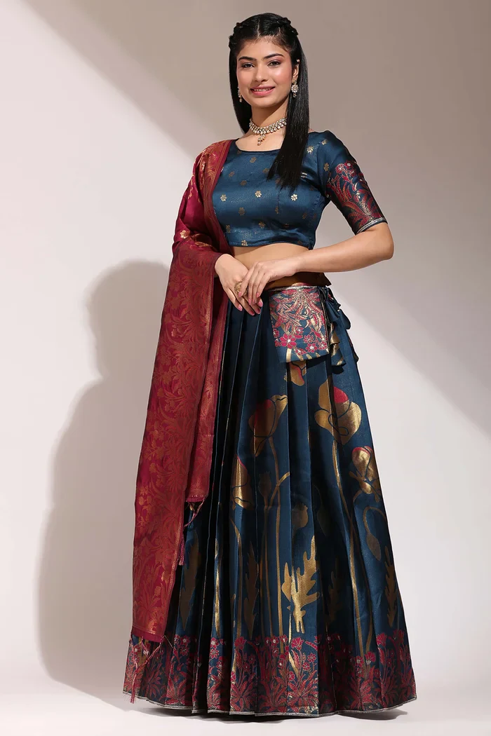 South Indian Festival Traditional Half Saree EcoPattu - Image 36