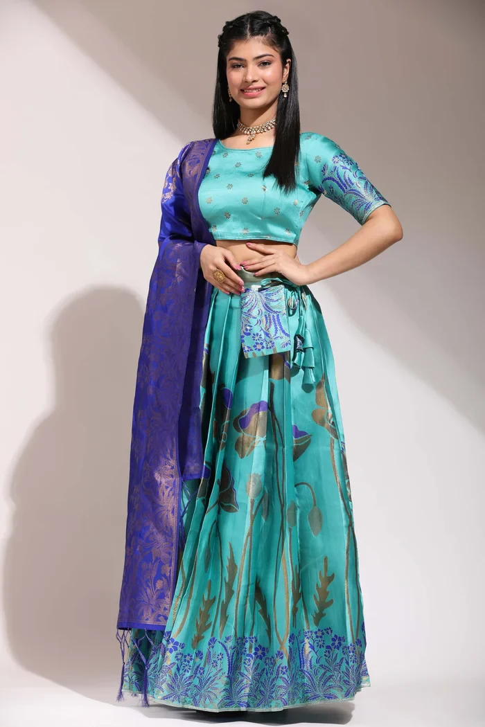 South Indian Festival Traditional Half Saree EcoPattu - Image 47