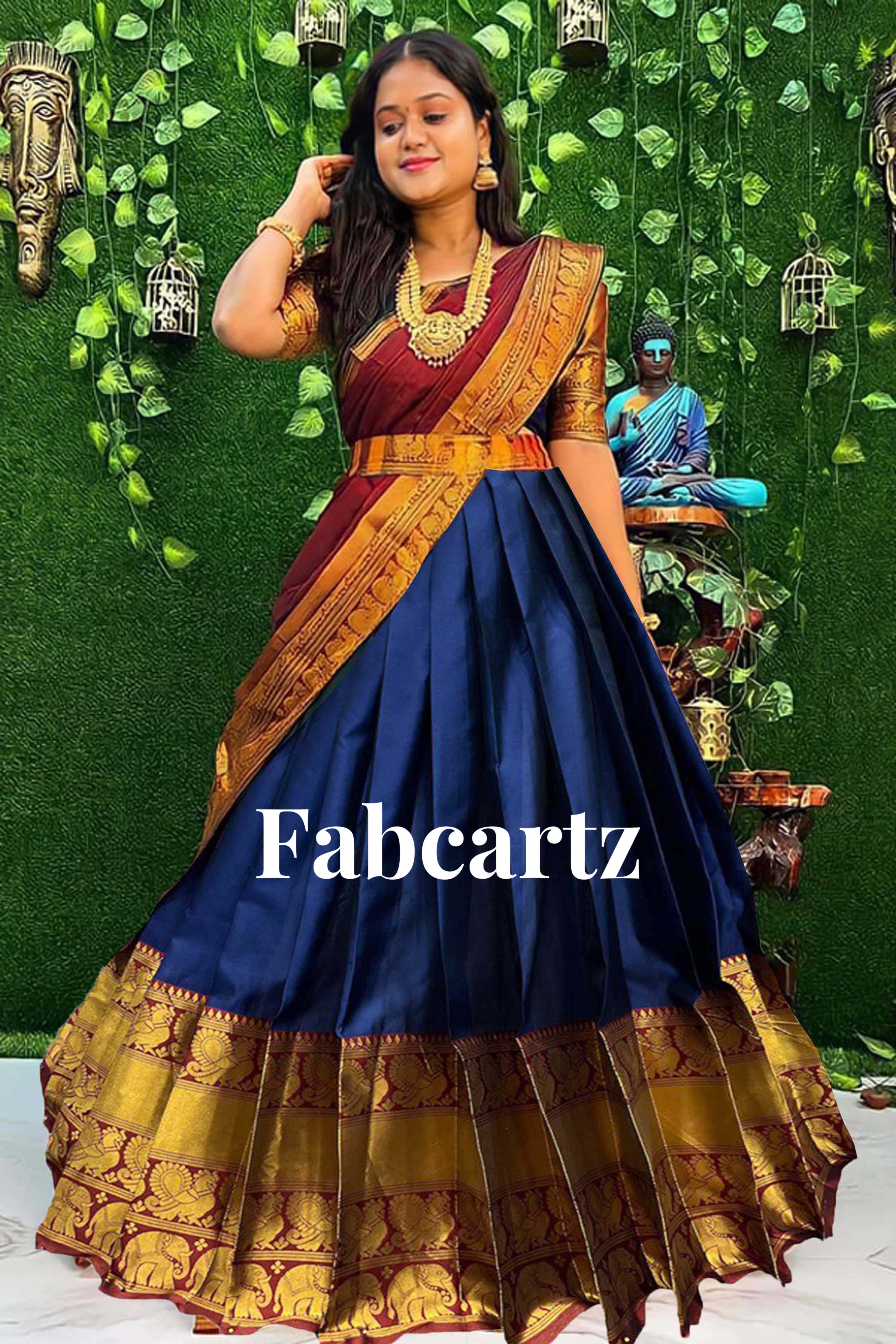 South Indian Festival Traditional Half Saree Pochampalli - Image 19