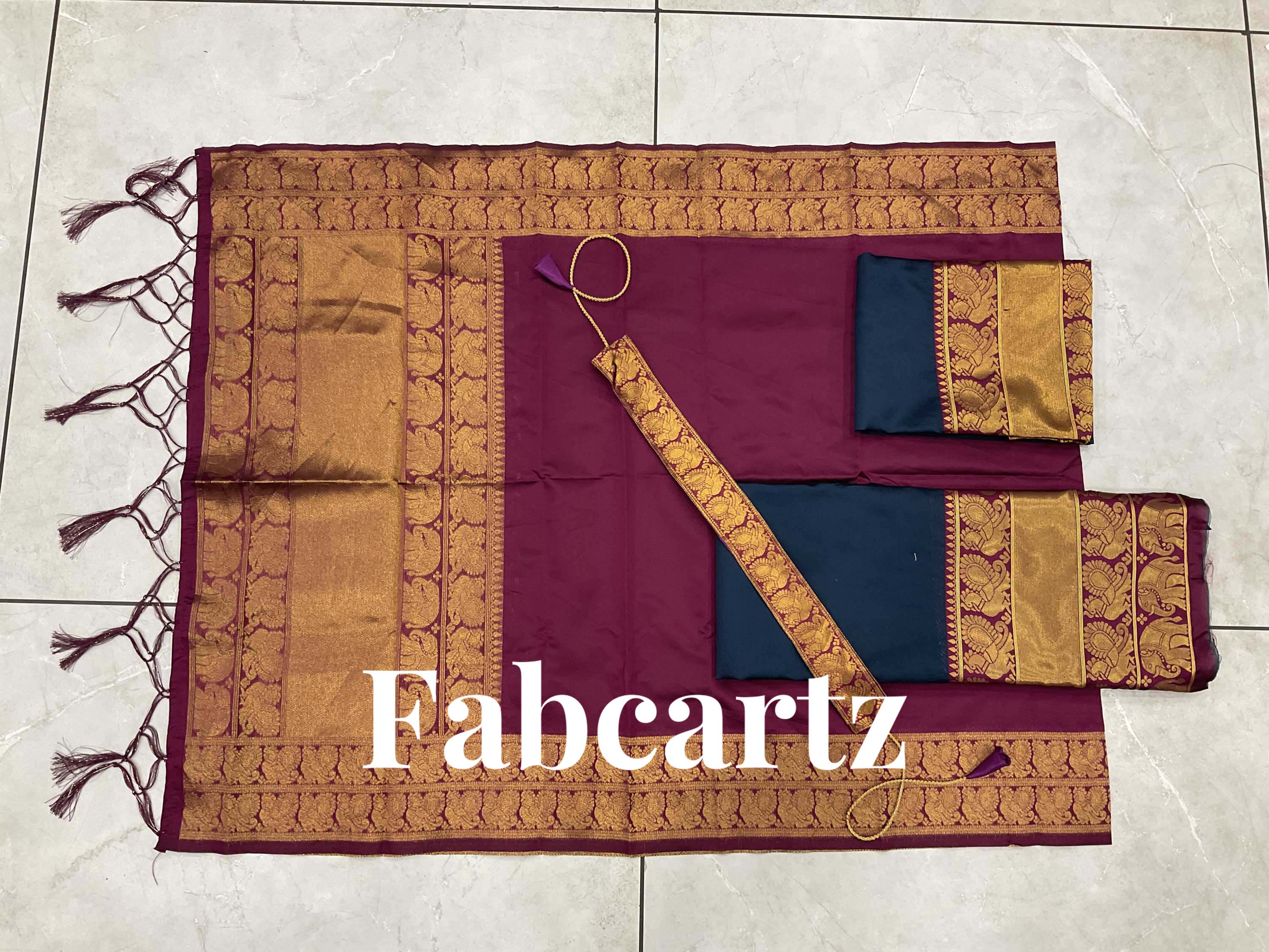 South Indian Festival Traditional Half Saree Pochampalli - Image 37