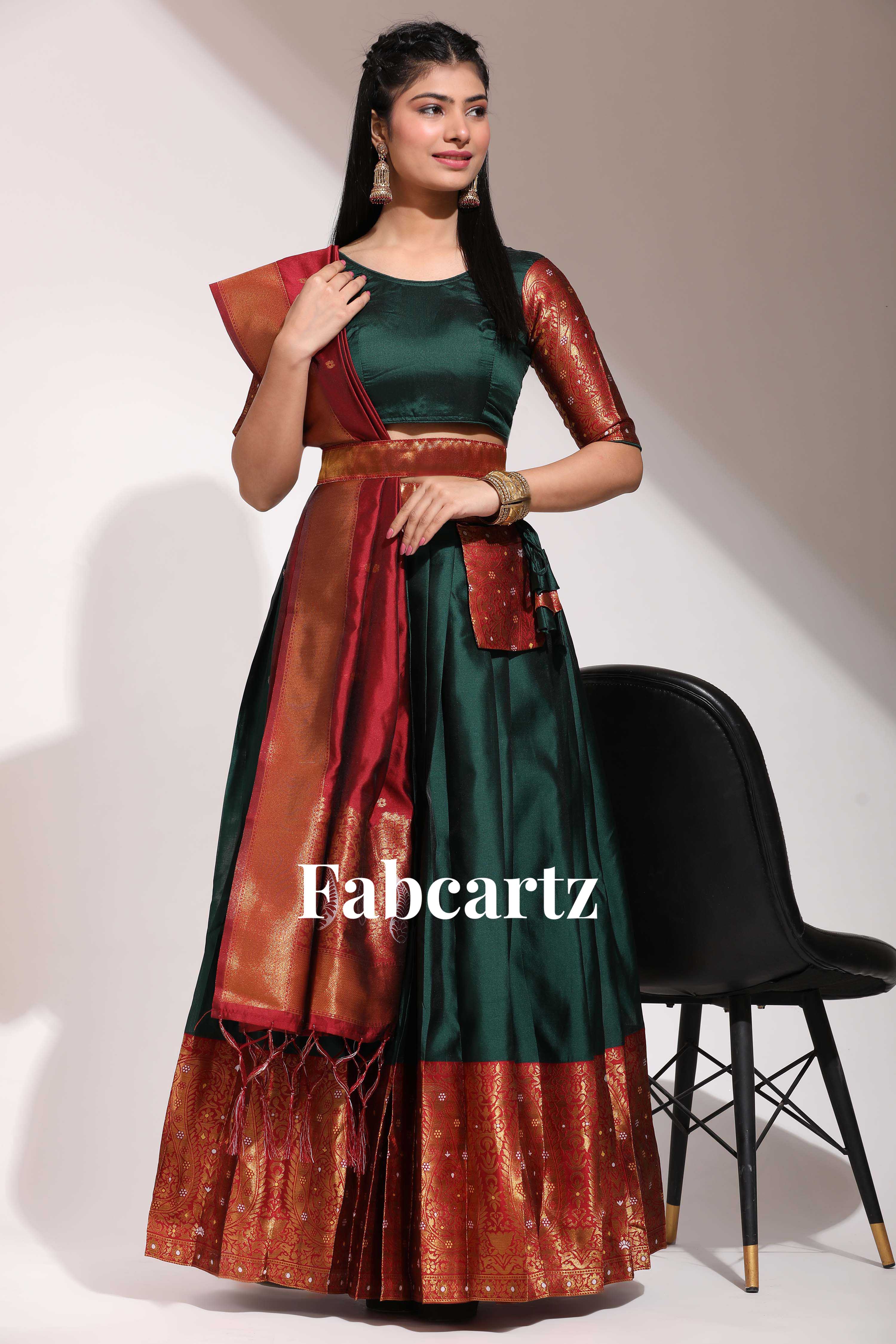 South Indian Festival Traditional Half Saree Sarojini - Image 43