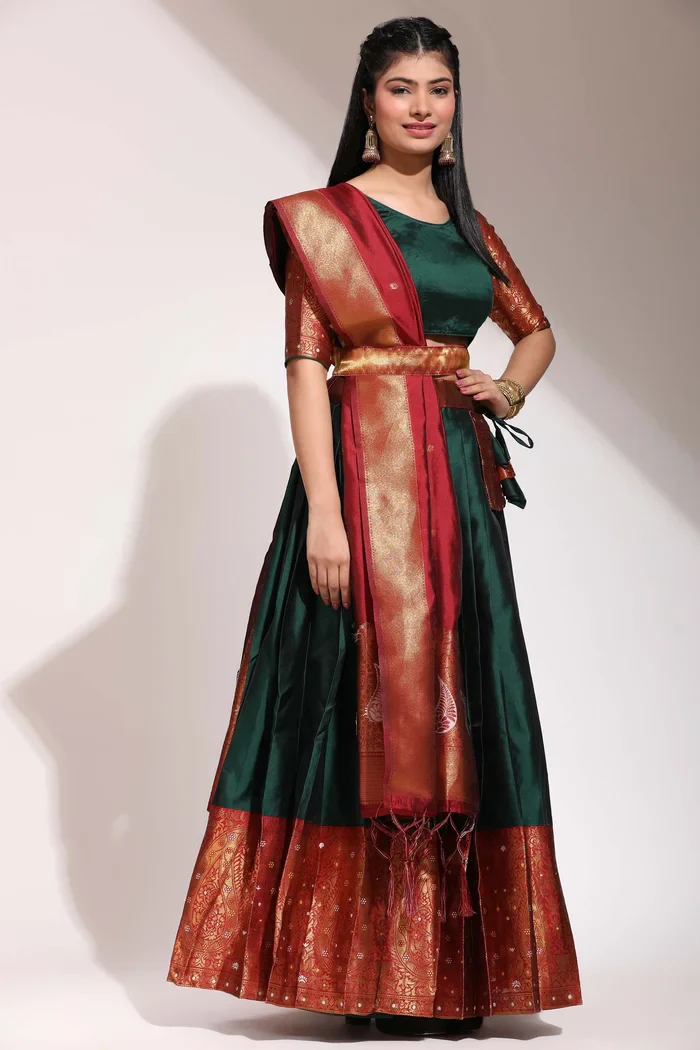 South Indian Festival Traditional Half Saree Sarojini - Image 13