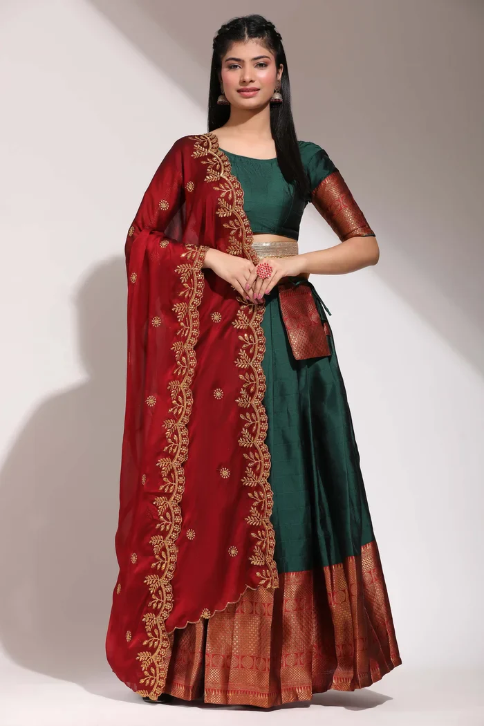 South Indian Festival Traditional Half Saree (Saraswati) - Image 104