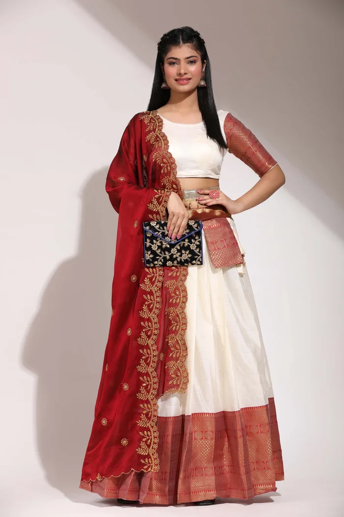 South Indian Festival Traditional Half Saree (Saraswati) - Image 11