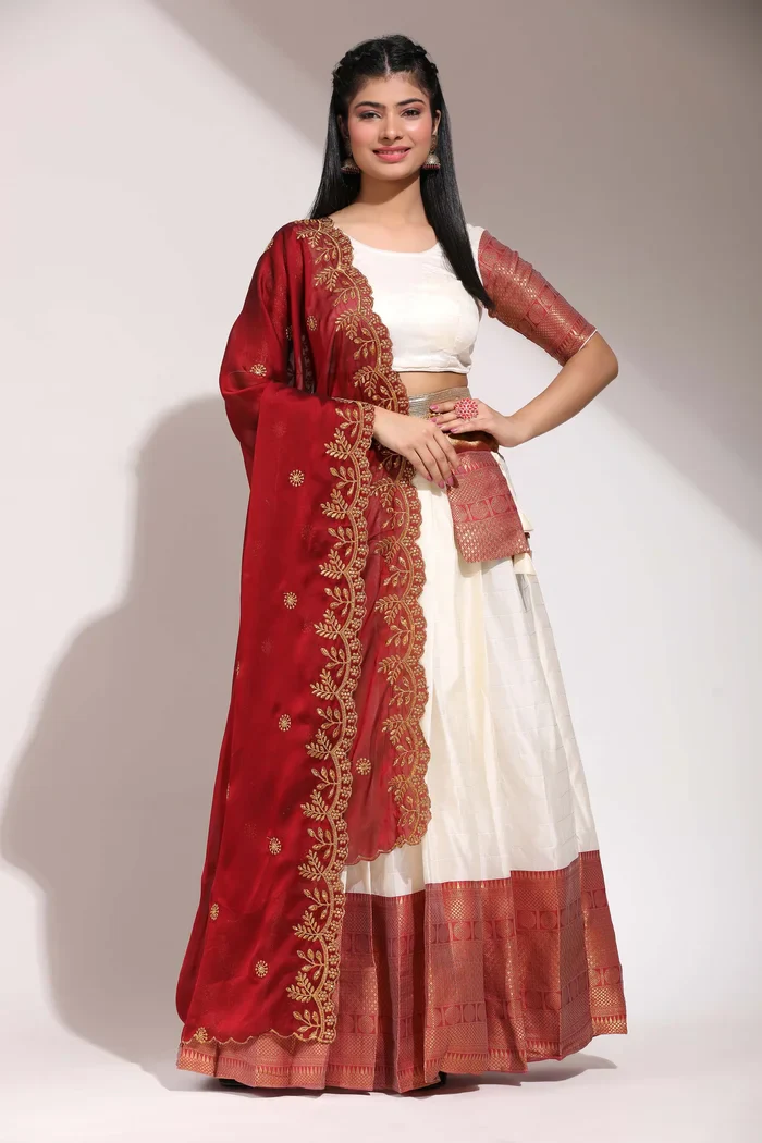 South Indian Festival Traditional Half Saree (Saraswati) - Image 114