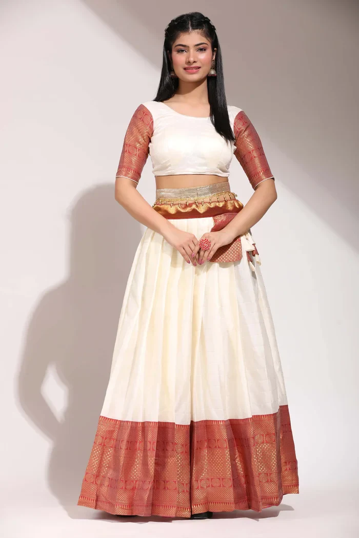 South Indian Festival Traditional Half Saree (Saraswati) - Image 115