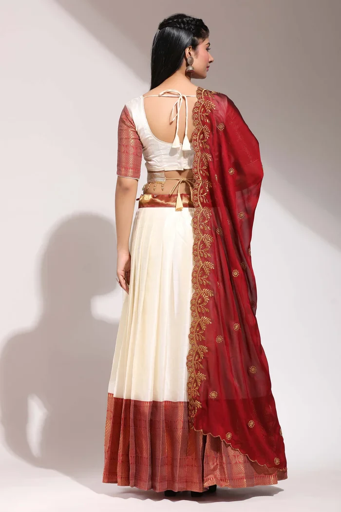 South Indian Festival Traditional Half Saree (Saraswati) - Image 12