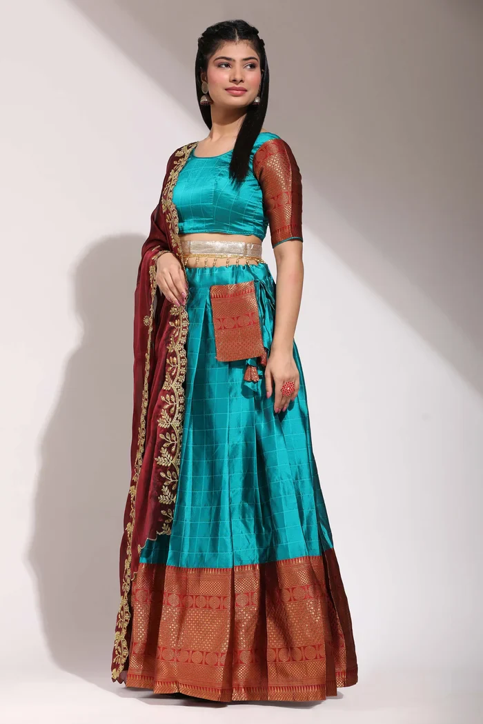 South Indian Festival Traditional Half Saree (Saraswati) - Image 124