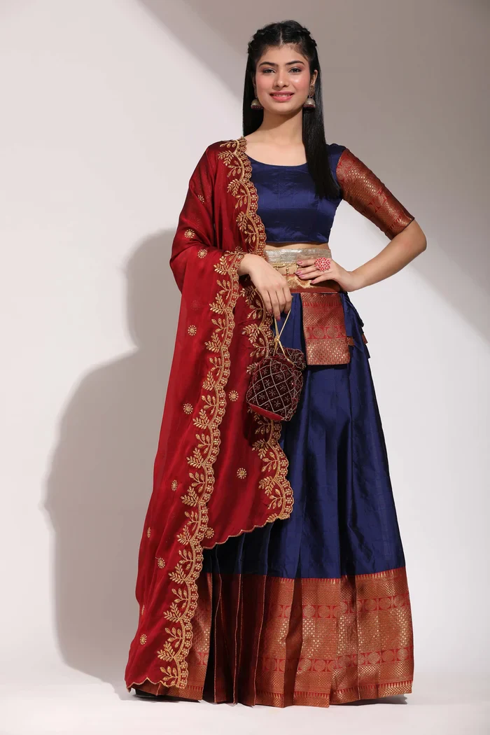 South Indian Festival Traditional Half Saree (Saraswati) - Image 132
