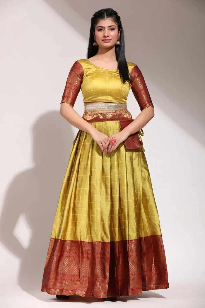 South Indian Festival Traditional Half Saree (Saraswati) - Image 148