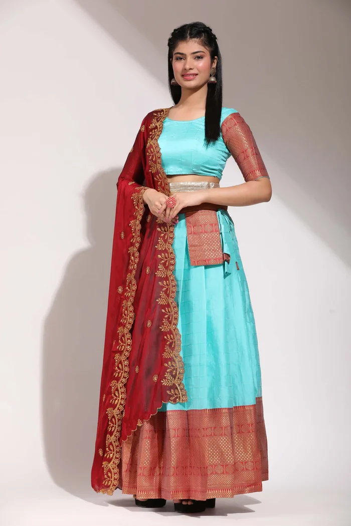 South Indian Festival Traditional Half Saree (Saraswati) - Image 157