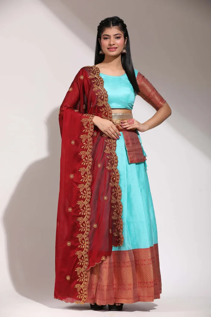 South Indian Festival Traditional Half Saree (Saraswati) - Image 158