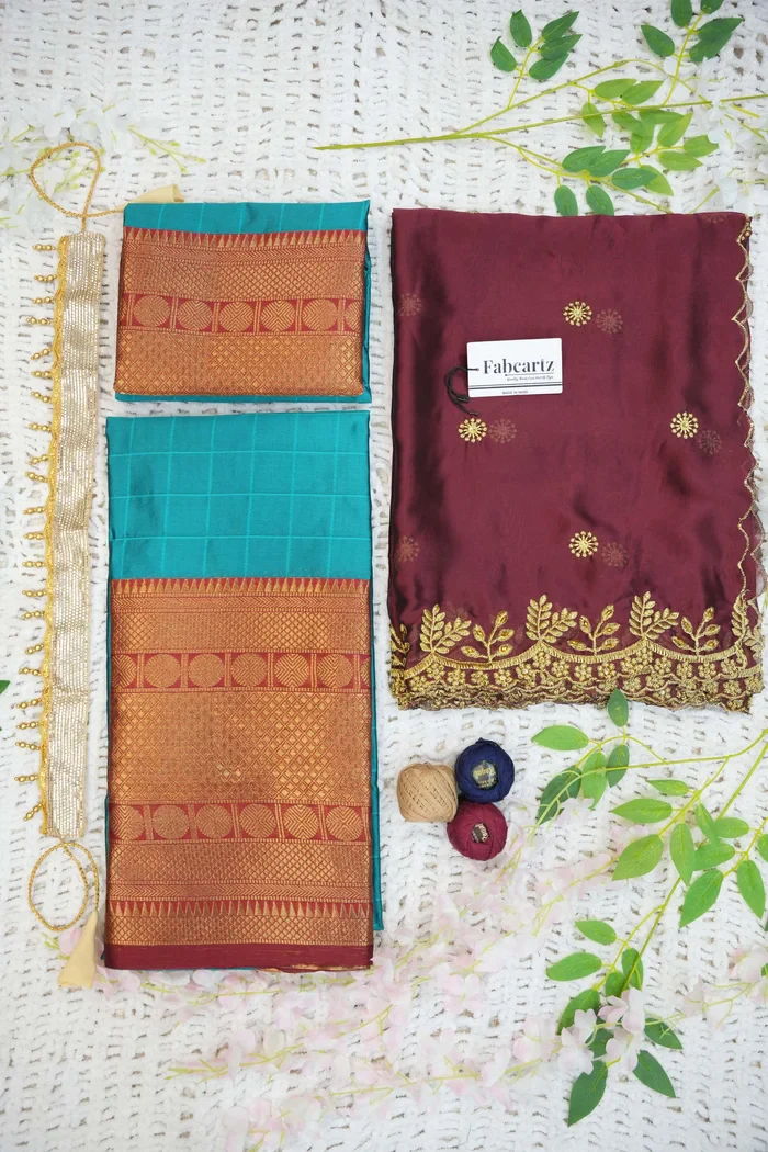 South Indian Festival Traditional Half Saree (Saraswati) - Image 177