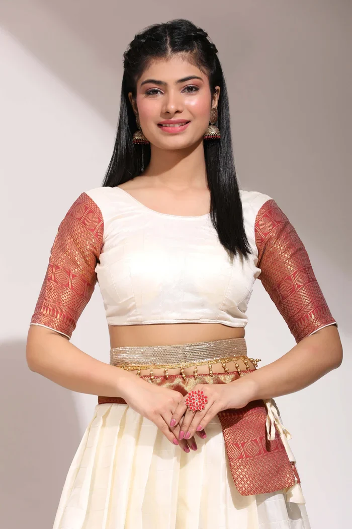 South Indian Festival Traditional Half Saree (Saraswati) - Image 18