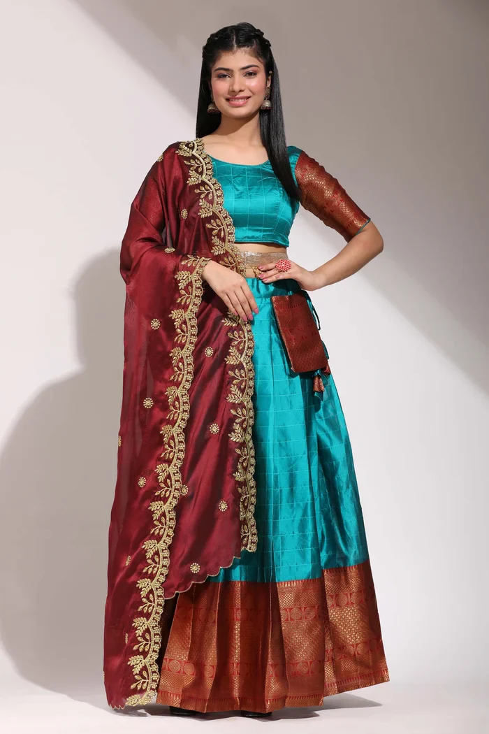 South Indian Festival Traditional Half Saree (Saraswati) - Image 26