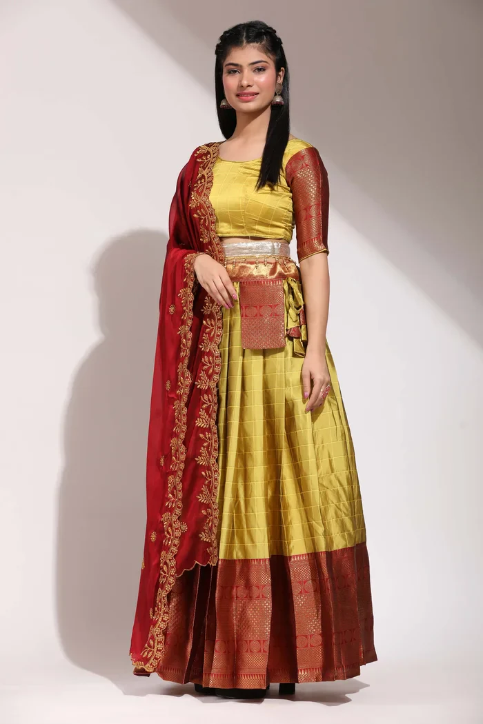 South Indian Festival Traditional Half Saree (Saraswati) - Image 47