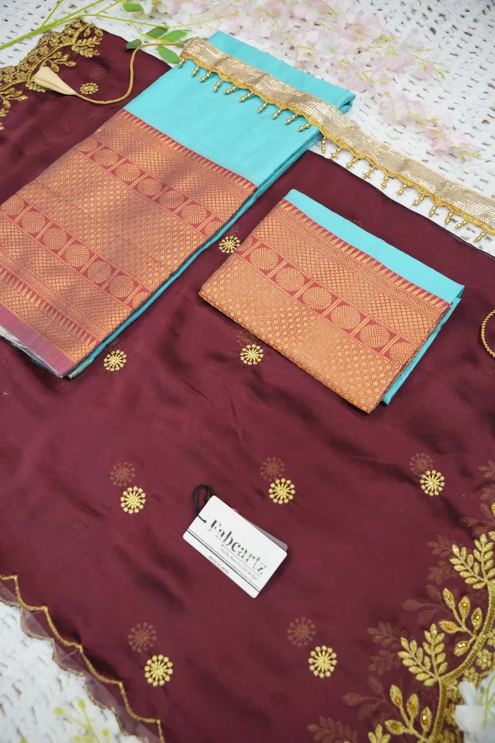 South Indian Festival Traditional Half Saree (Saraswati) - Image 99
