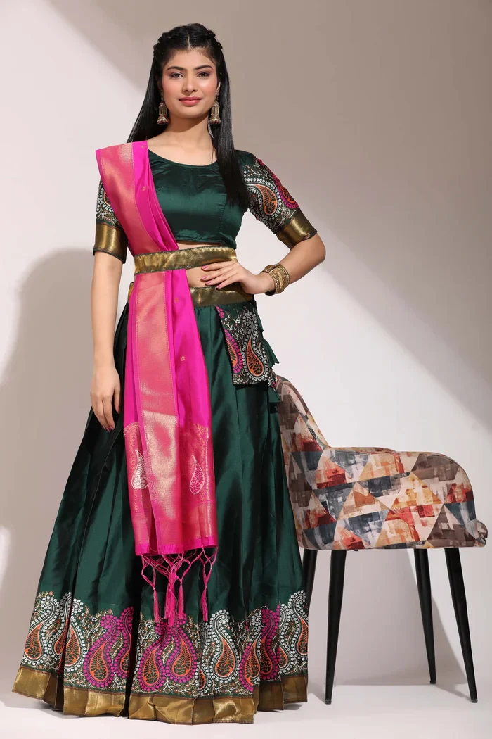 South Indian Festival Traditional Half Saree Parvati - Image 12