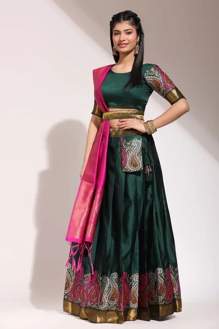 South Indian Festival Traditional Half Saree Parvati - Image 15