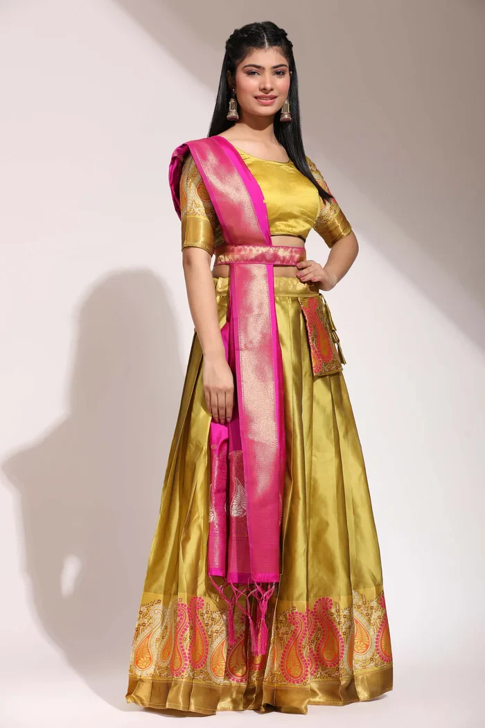 South Indian Festival Traditional Half Saree Parvati - Image 3