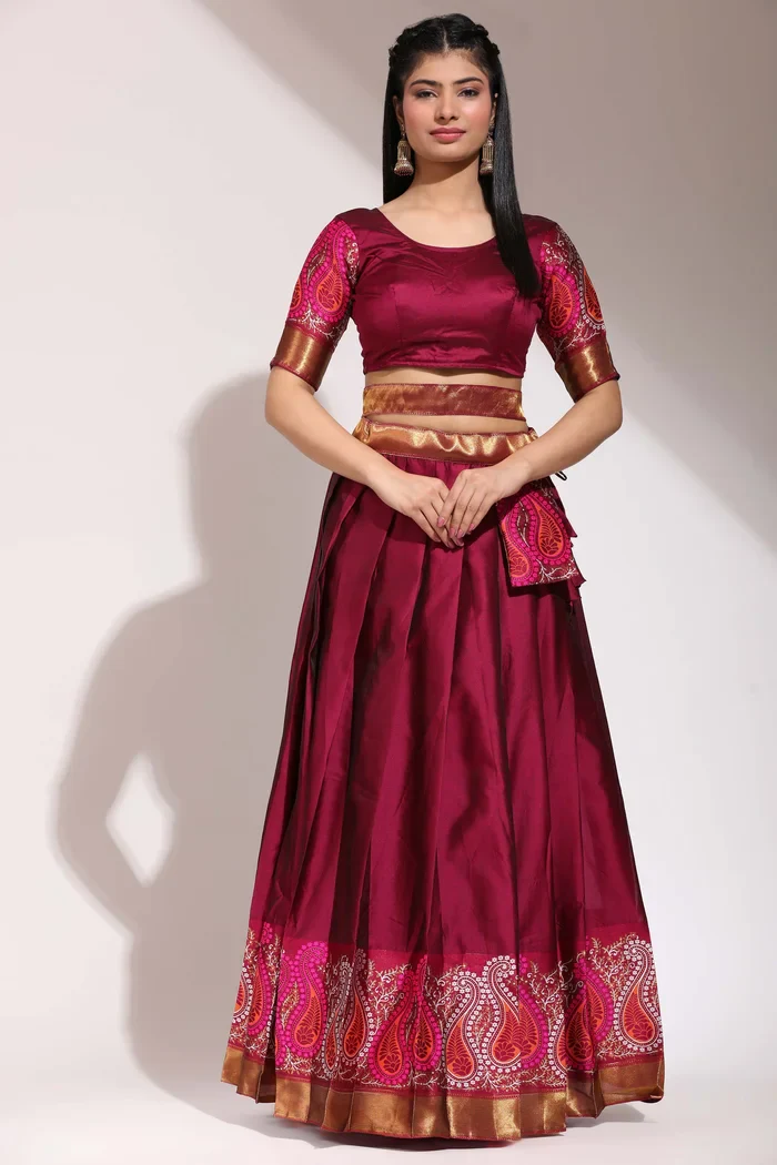 South Indian Festival Traditional Half Saree Parvati - Image 39