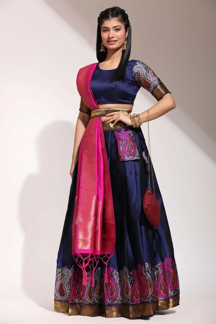 South Indian Festival Traditional Half Saree Parvati - Image 45