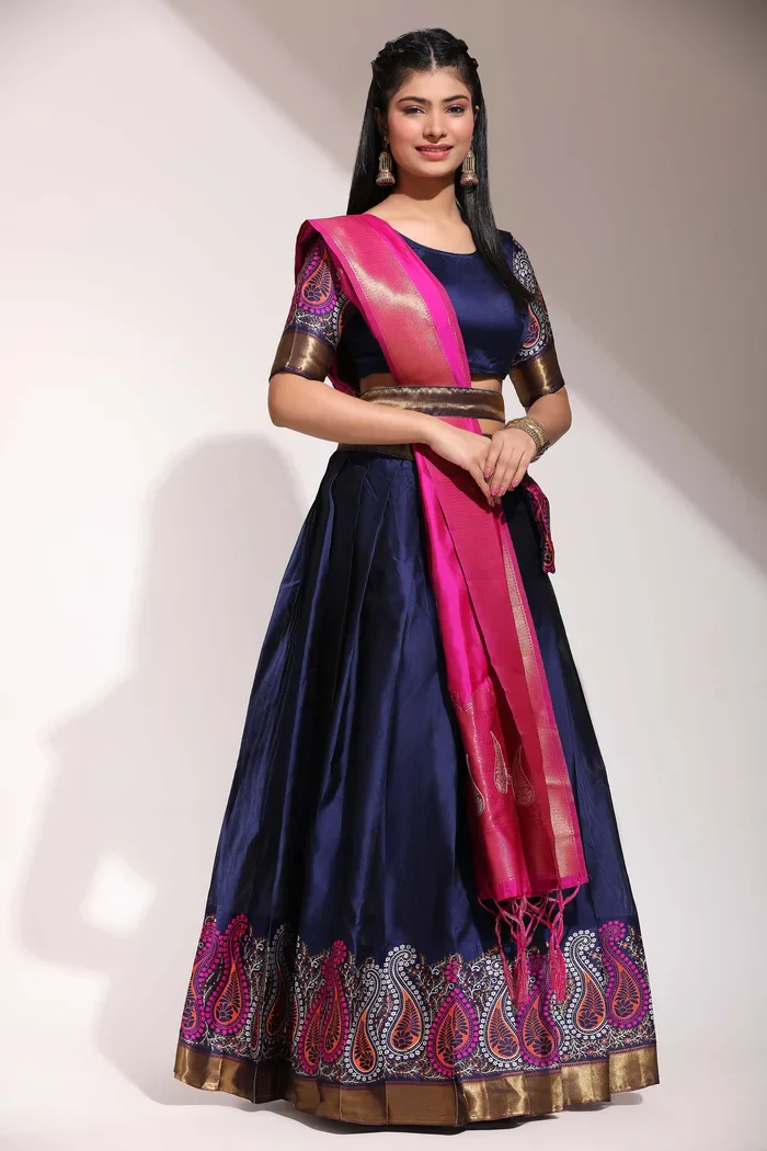 South Indian Festival Traditional Half Saree Parvati - Image 47
