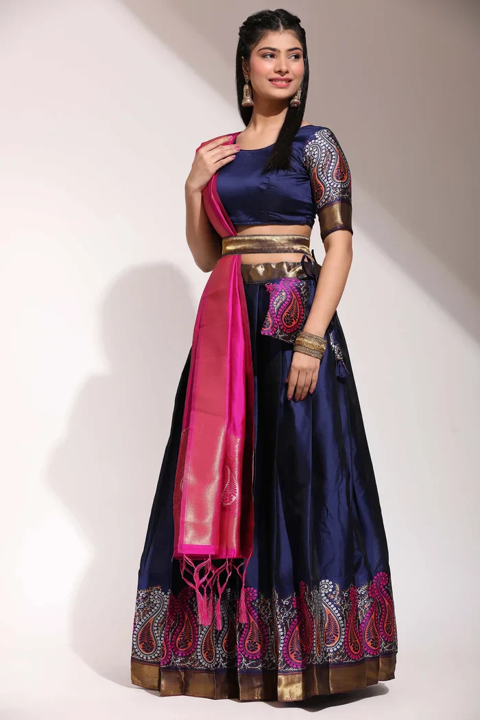 South Indian Festival Traditional Half Saree Parvati - Image 48