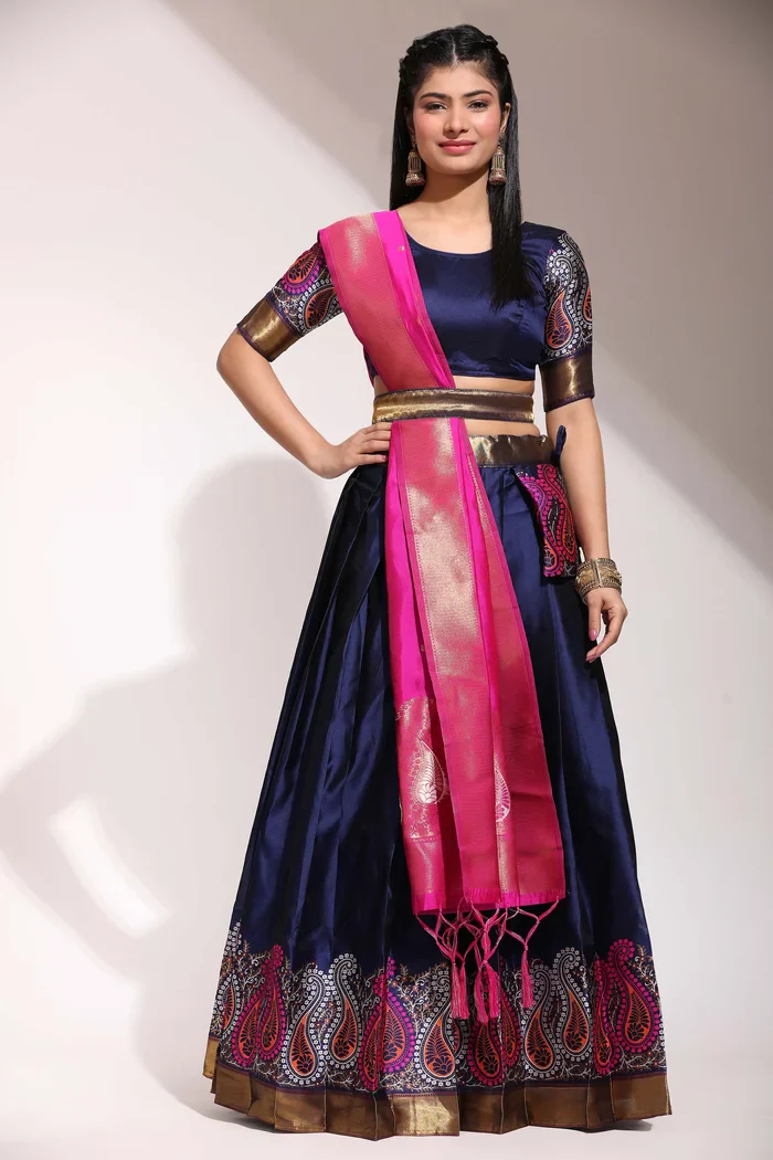 South Indian Festival Traditional Half Saree Parvati - Image 49