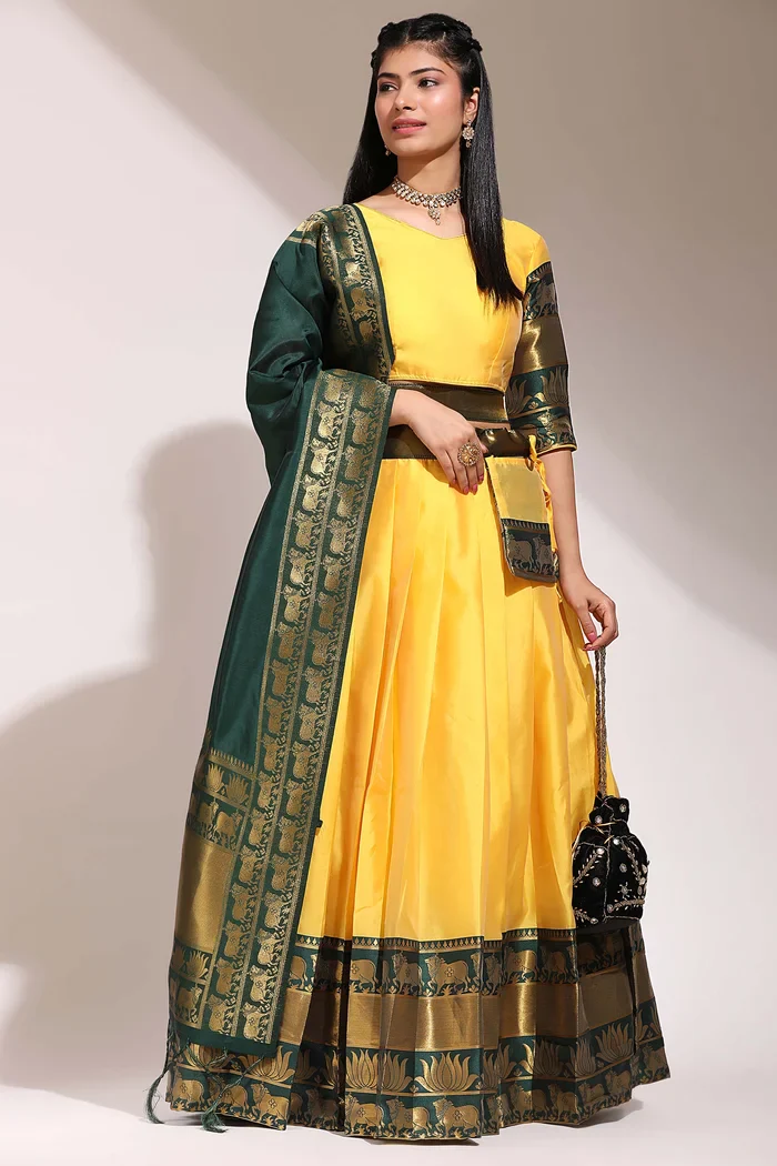 South Indian Festival Traditional Half Saree LotusPattu